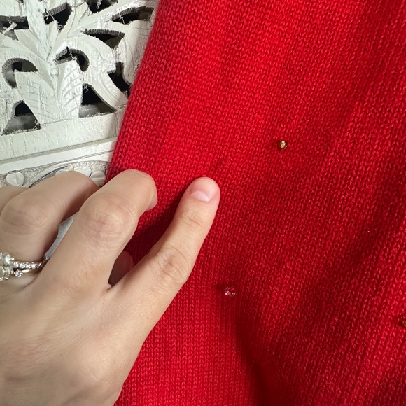 Vintage 1997 Michael Simon Red Christmas Tree Granny Core Cardigan Sz Large - Picture 7 of 10